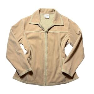 Victorio Romani XL Faux Suede Jacket Tan Zip Front Fleece Lined‎ Coat Womens